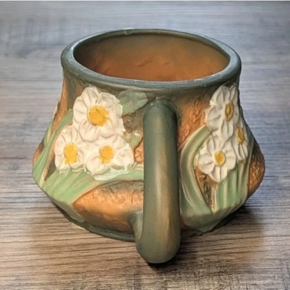 Roseville Jonquil 1931 Vintage Arts And Crafts Pottery Brown Ceramic Vase 523-3